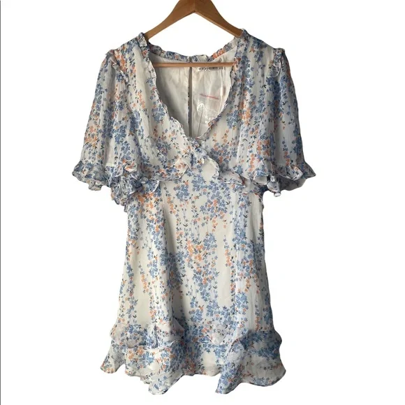 Saints + Secrets pretty flouncy floral print dress with ruffles M - Picture 1 of 11